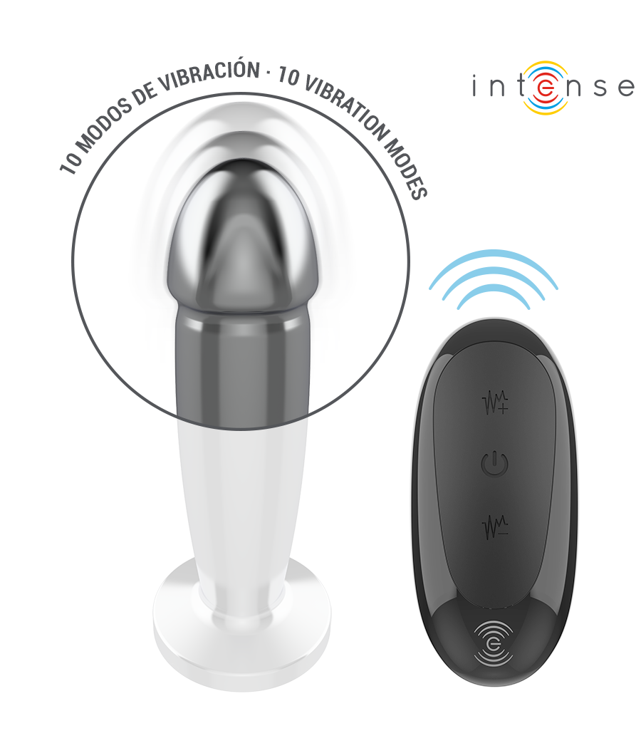 INTENSE - PLUG ANAL 10 VIBRATIONS GODE MÉTALLIQUE AVEC TÉLÉCOMMANDE M
