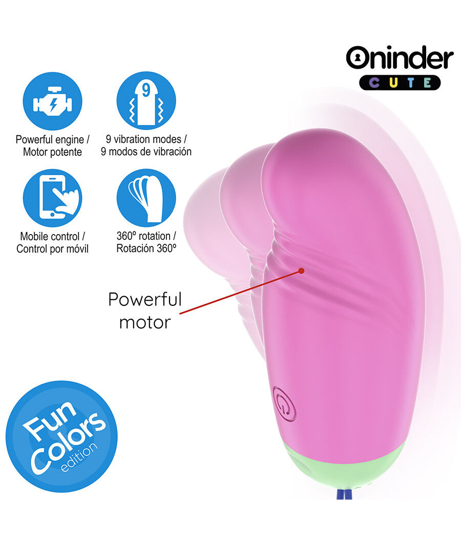 ONINDER CUTE - UOVO IN SILICONE VIBRANTE-ROTANTE A 360° PER AMARE IL PIACERE - APP GLOBALE GRATUITA