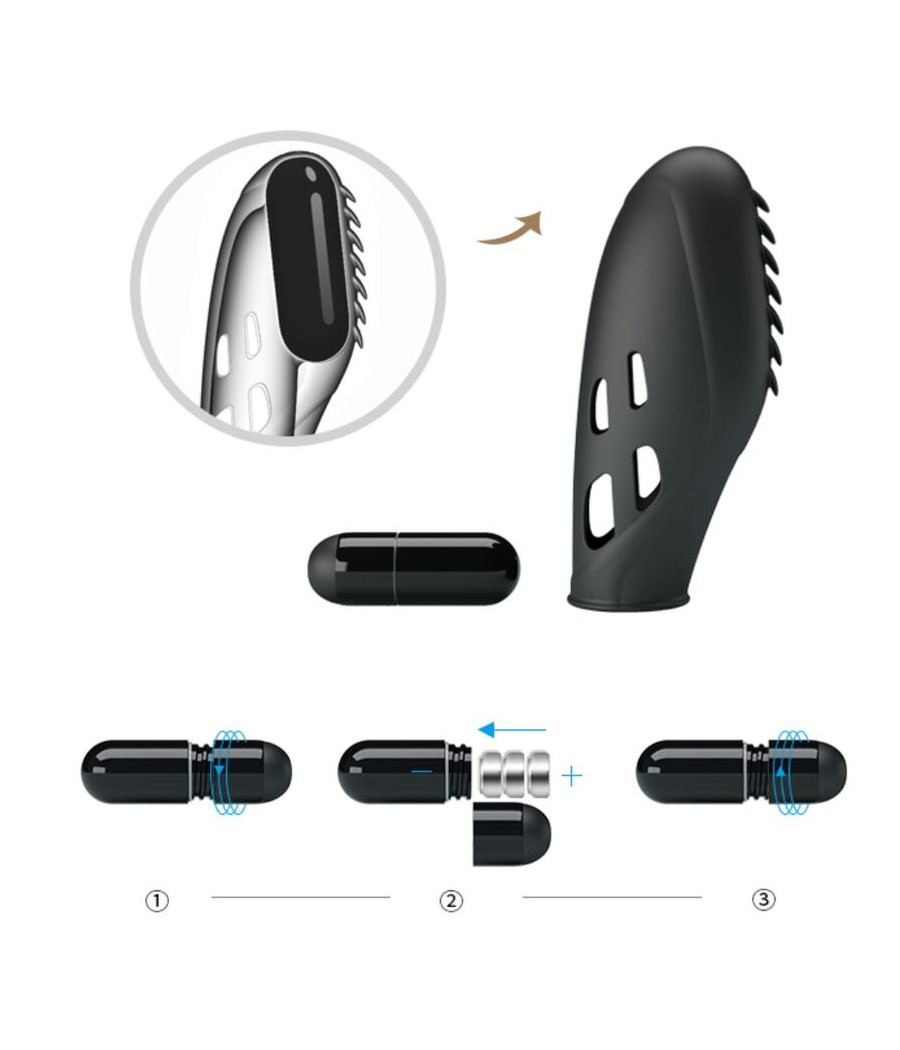 PRETTY LOVE - VIBRADOR DE DEDO DE SILICONE GILO PRETO