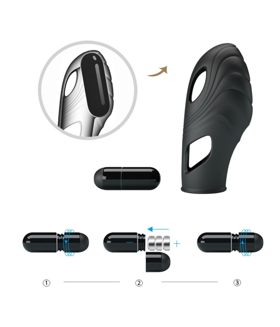 PRETTY LOVE - VIBRATORE DA DITA IN SILICONE LICH NERO