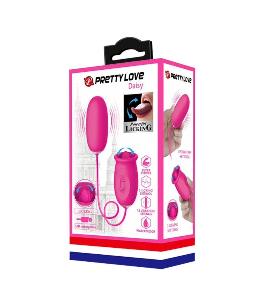 PRETTY LOVE - DAISY HUEVO VIBRADOR + LENGUA ESTIMULADORA DE CLÍTORIS ROSA