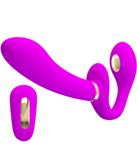 PRETTY LOVE - THUNDERBIRD VIBRADOR DOBLE STRAP-ON CONTROL REMOTO MORADO