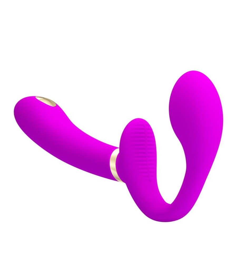 PRETTY LOVE - THUNDERBIRD DOUBLE STRAP-ON VIBRATOR REMOTE CONTROL PURPLE