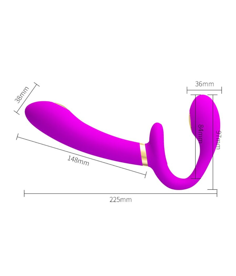 PRETTY LOVE - THUNDERBIRD DOUBLE STRAP-ON VIBRATOR REMOTE CONTROL PURPLE