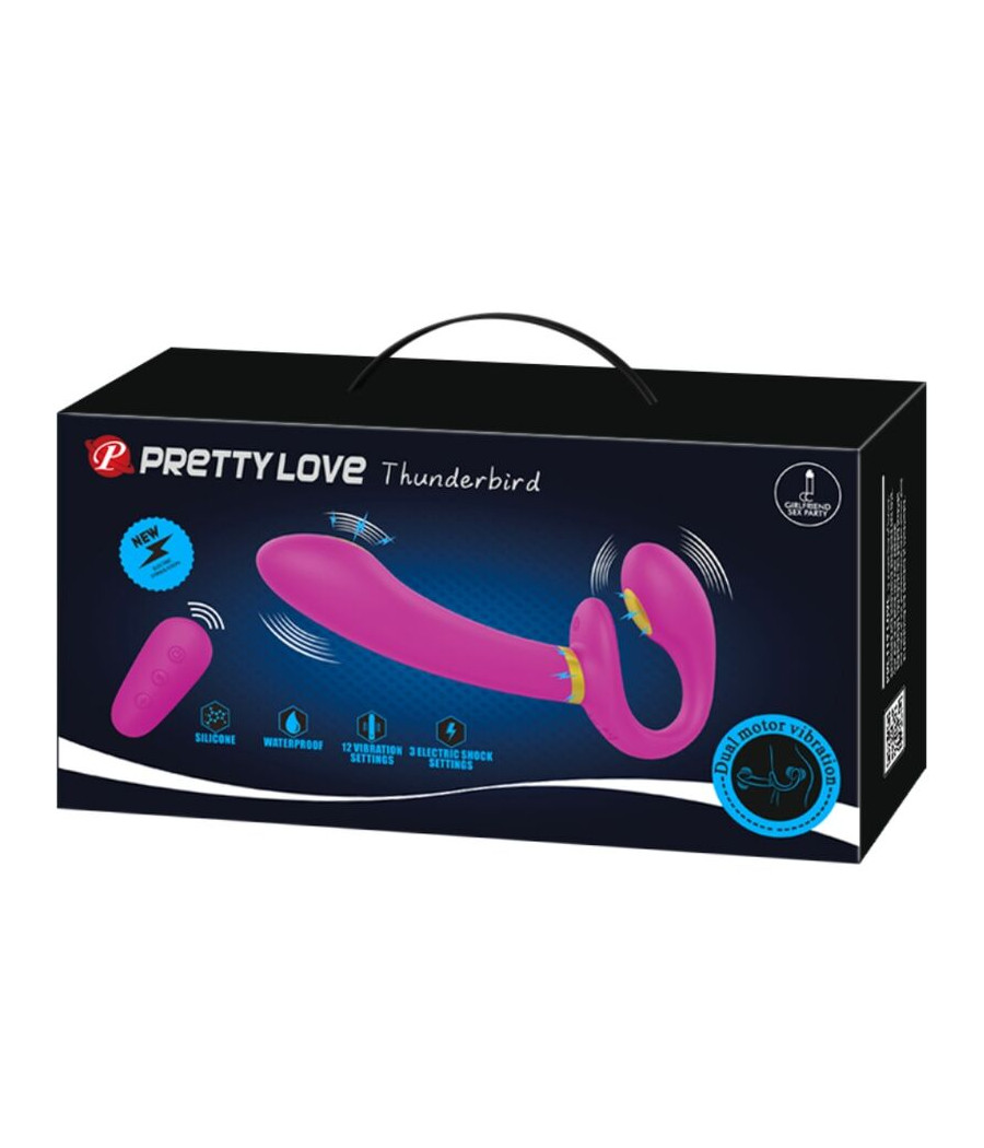 PRETTY LOVE - THUNDERBIRD DOUBLE VIBRATEUR STRAP-ON TÉLÉCOMMANDE VIOLET