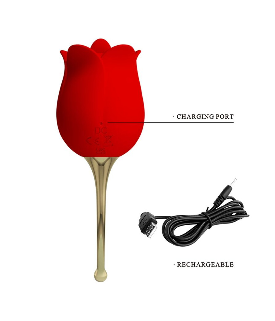 PRETTY LOVE - ROSE LOVER ROSE CLITORIS STIMULATOR 12 VIBRATIONS RED