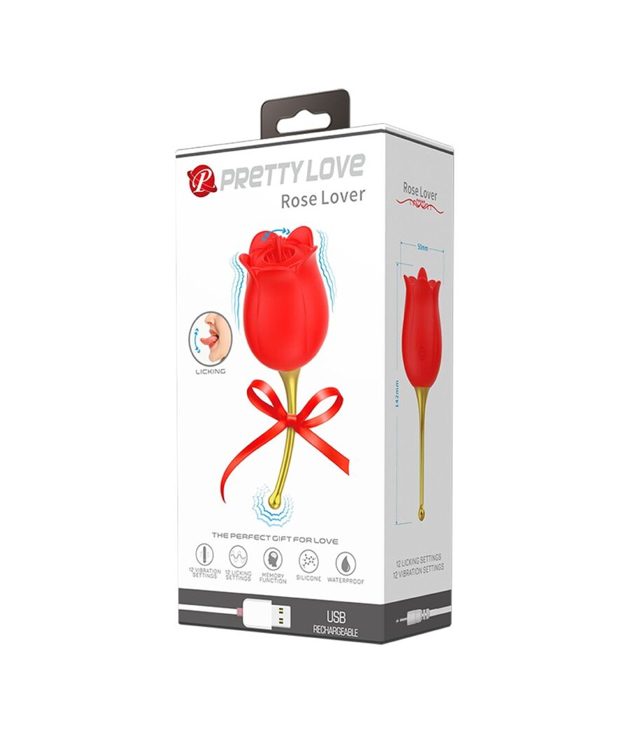 PRETTY LOVE - ROSE LOVER STIMOLATORE CLITORIDEO ROSE 12 VIBRAZIONI ROSSO