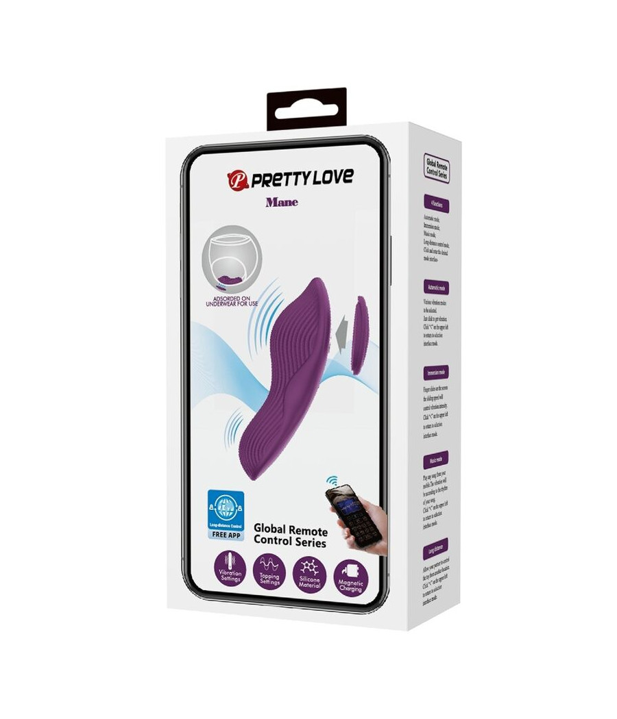 PRETTY LOVE - MANE MASAJEADOR LAY ON CLÍTORIS 10 VIBRACIONES CONTROL REMOTO MORADO