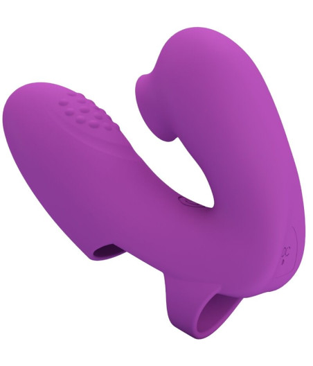 PRETTY LOVE - VIBRATEUR DE DOIGTS ATHENA AVEC STIMULATEUR DE CLITORIS VIOLET