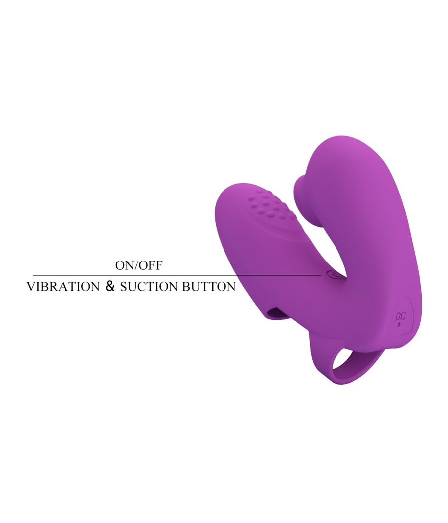 PRETTY LOVE - VIBRADOR DE DEDO ATHENA COM ESTIMULADOR DE CLITÓRIS ROXO