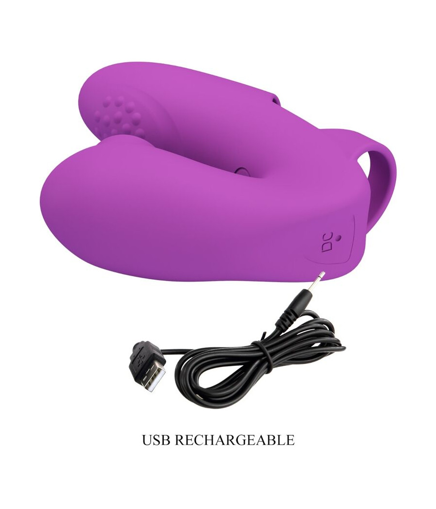 PRETTY LOVE - ATHENA VIBRADOR DE DEDO CON ESTIMULADOR CLÍTORIS MORADO