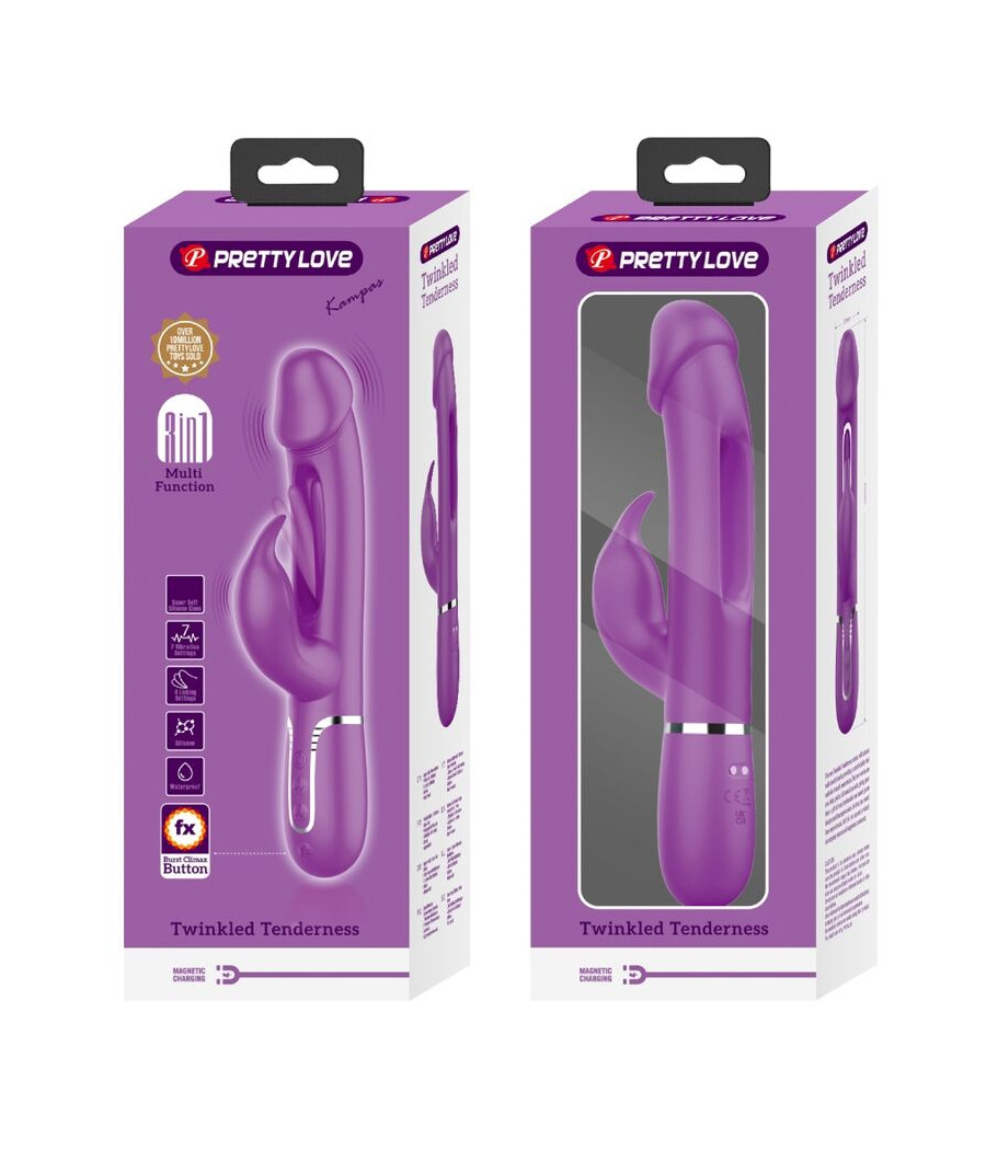 PRETTY LOVE - KAMPAS 3 IN 1 MULTIFUNCTION RABBIT VIBRATOR  PURPLE