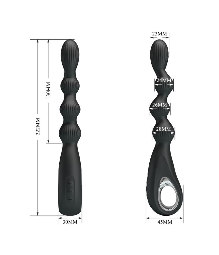 PRETTY LOVE - FEDERER ANAL VIBRATOR 12 VIBRATIONS BLACK