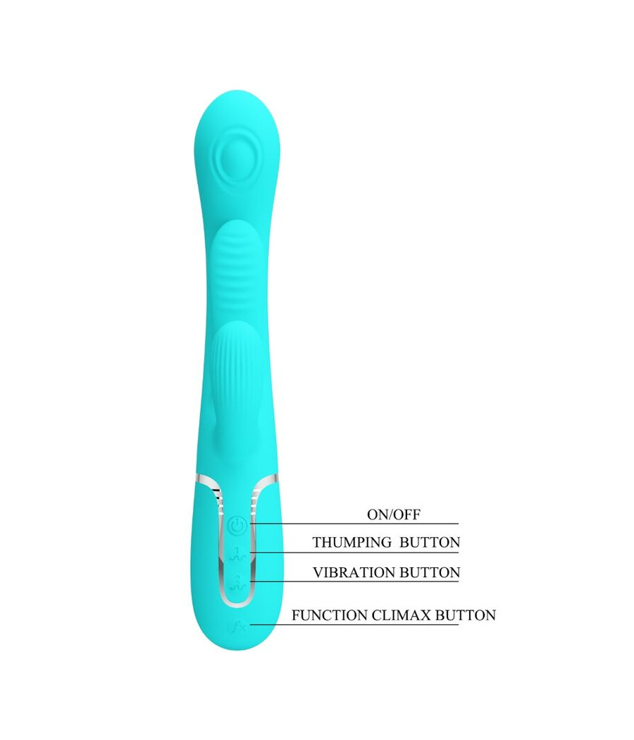 PRETTY LOVE - SHANIA TRIPLE RABBIT MULTIFUNKTIONSVIBRATOR 3 IN 1 BLAU
