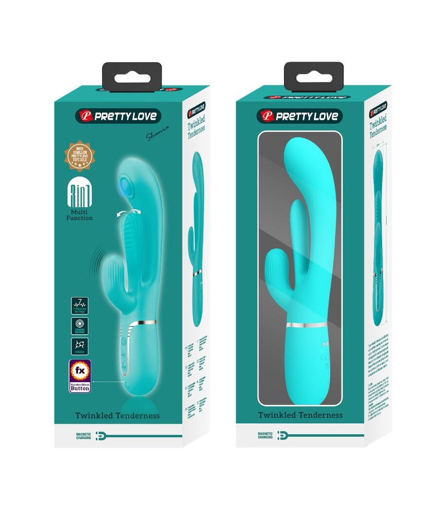 PRETTY LOVE - SHANIA TRIPLE RABBIT MULTIFUNKTIONSVIBRATOR 3 IN 1 BLAU