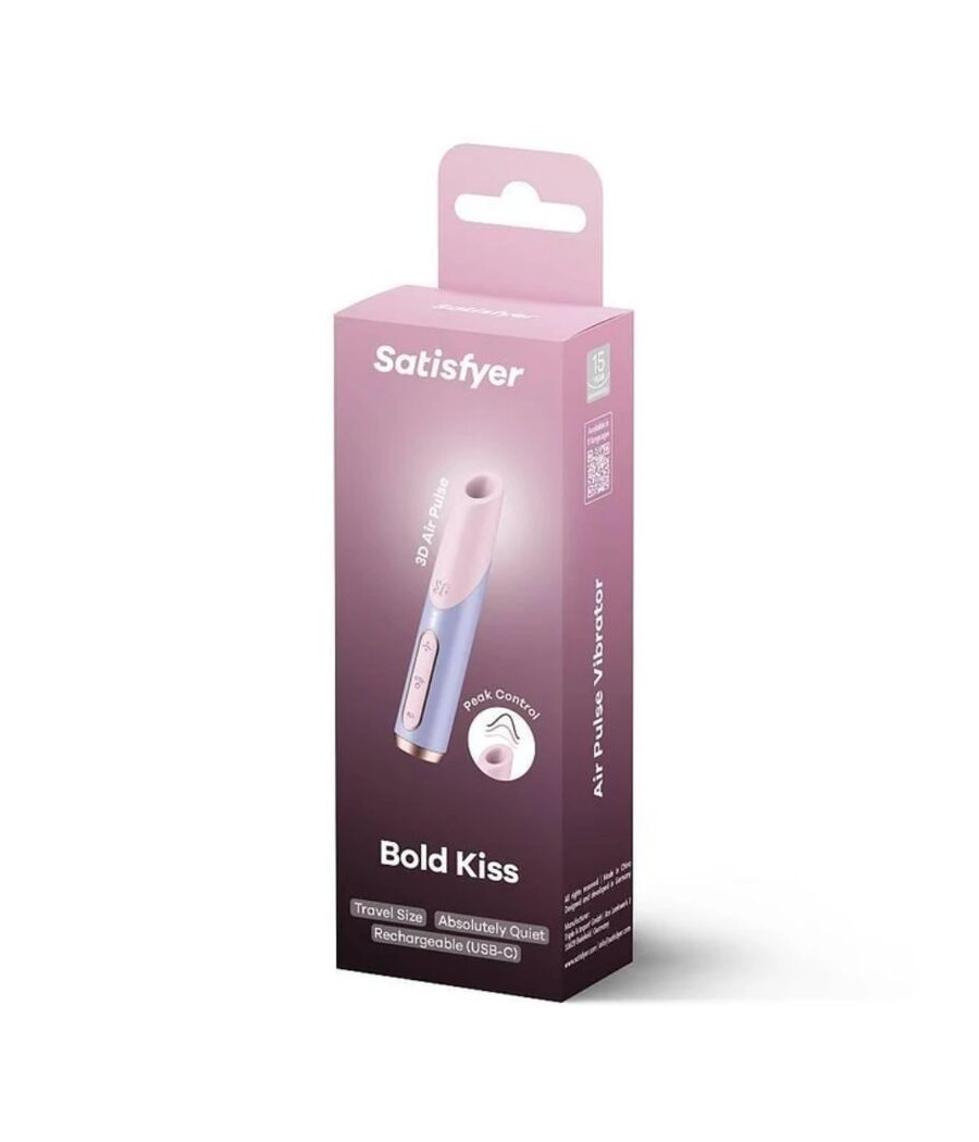SATISFYER - BOLD KISS WAVE CLITORIS STIMULATOR PINK / VIOLET