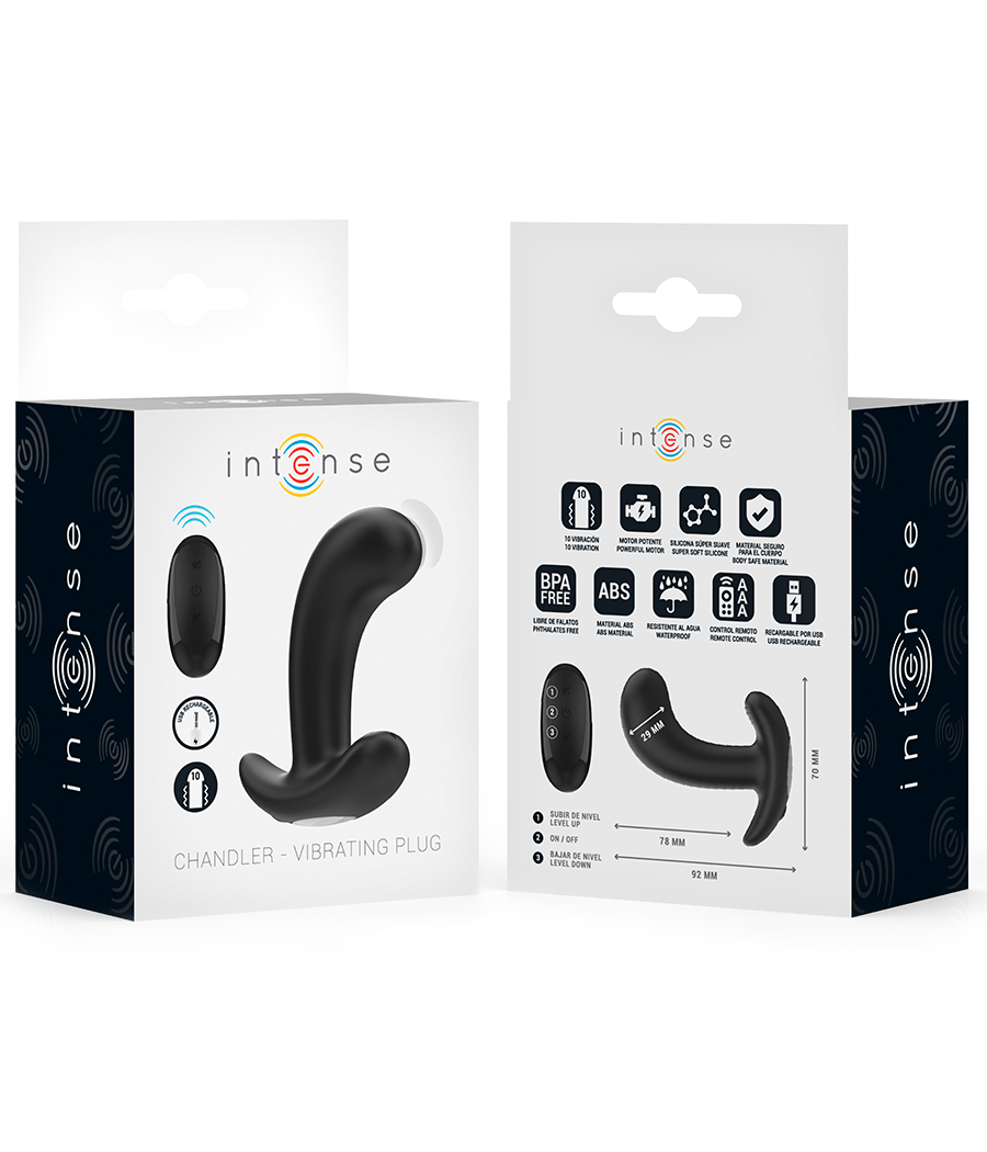 INTENSE - CHANDLER ANAL PLUG 10 VIBRATIONS NOIR TÉLÉCOMMANDE