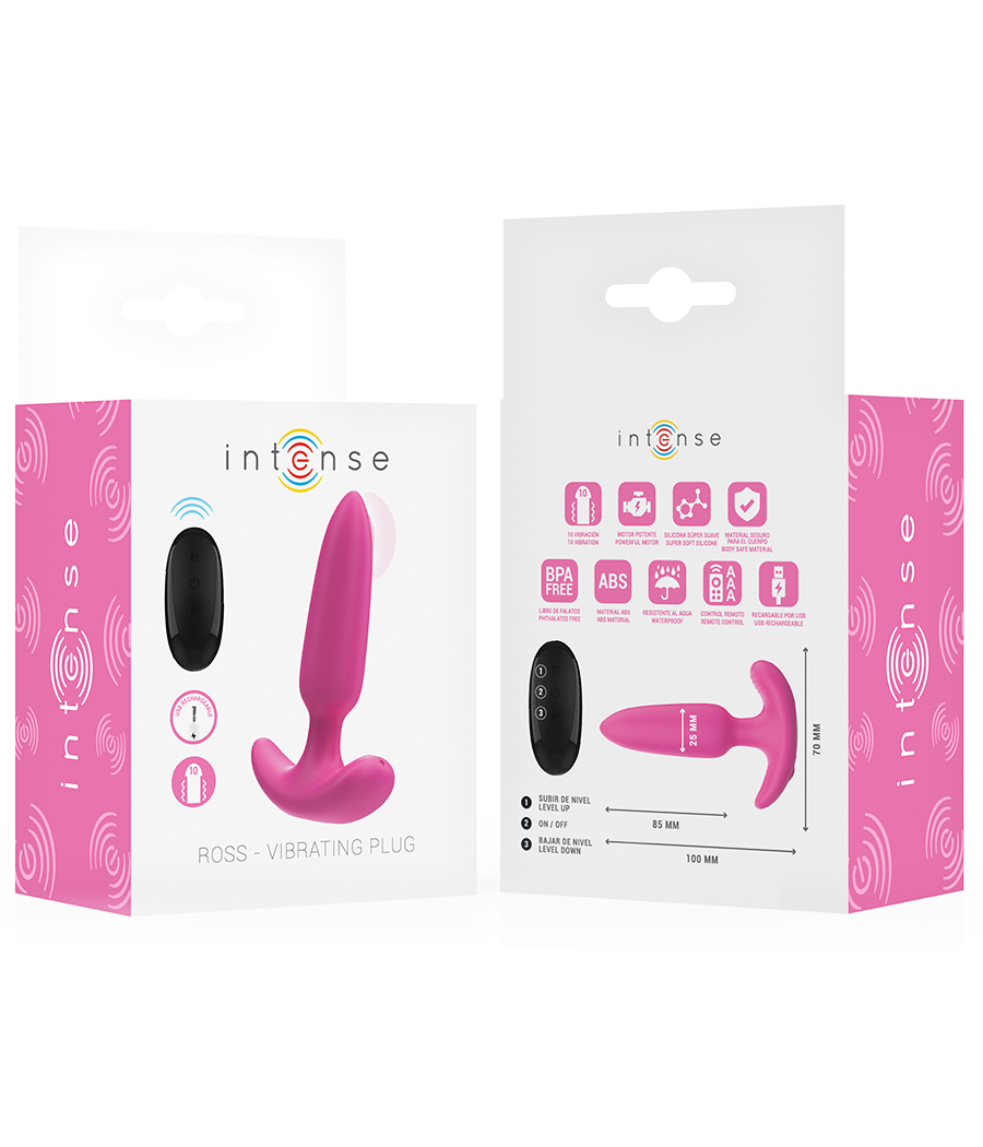 INTENSE - ROSS ANAL PLUG 10 VIBRATIONS PINK REMOTE CONTROL