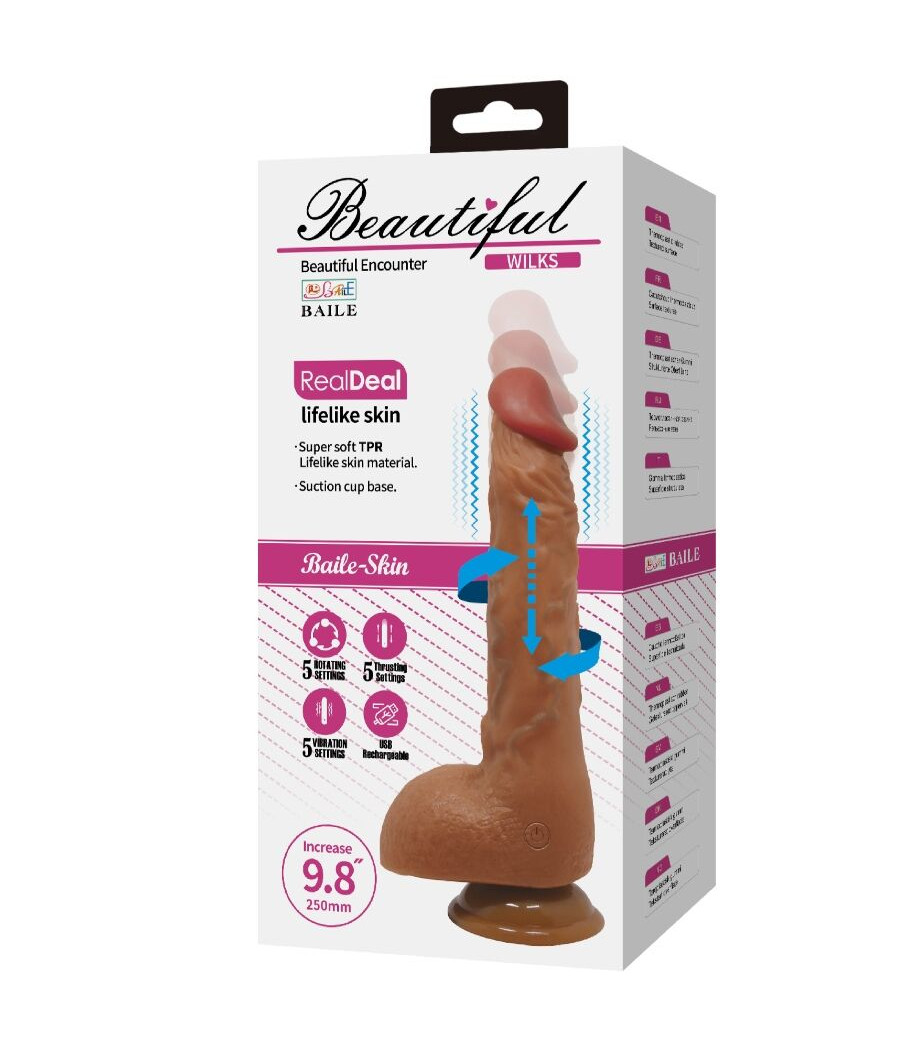 BAILE - BEAUTIFUL WILKS 5 SETTING REALISTIC VIBRATOR 25 CM MULATO