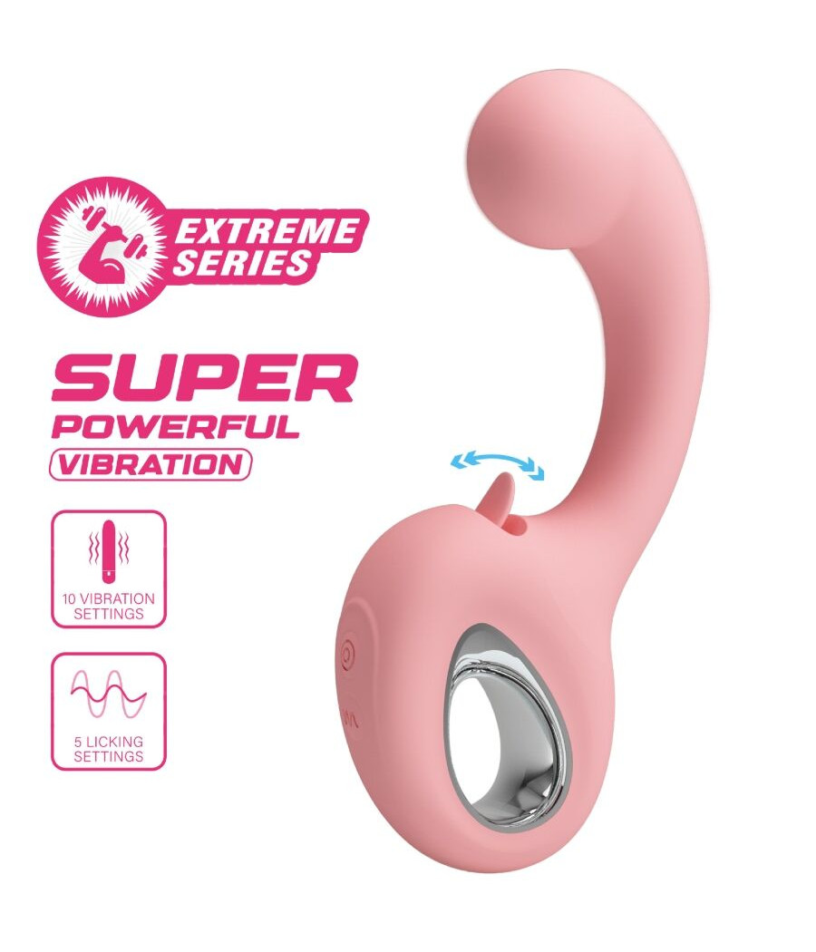 PRETTY LOVE - VIBRATEUR POINT G + STIMULATEUR DE CLITORIS ERYNNYES 10 VIBRATIONS ROSE