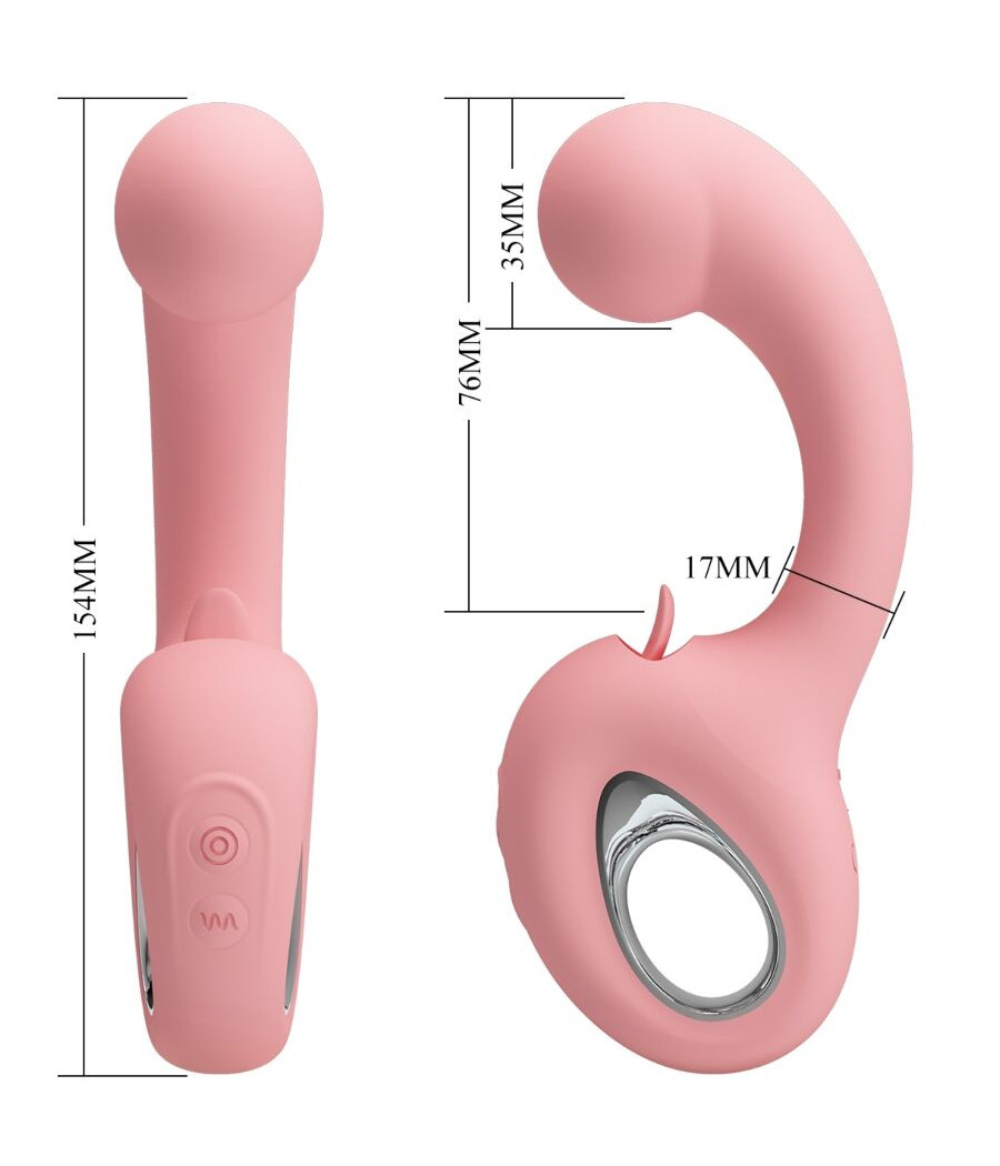 PRETTY LOVE - VIBRATEUR POINT G + STIMULATEUR DE CLITORIS ERYNNYES 10 VIBRATIONS ROSE