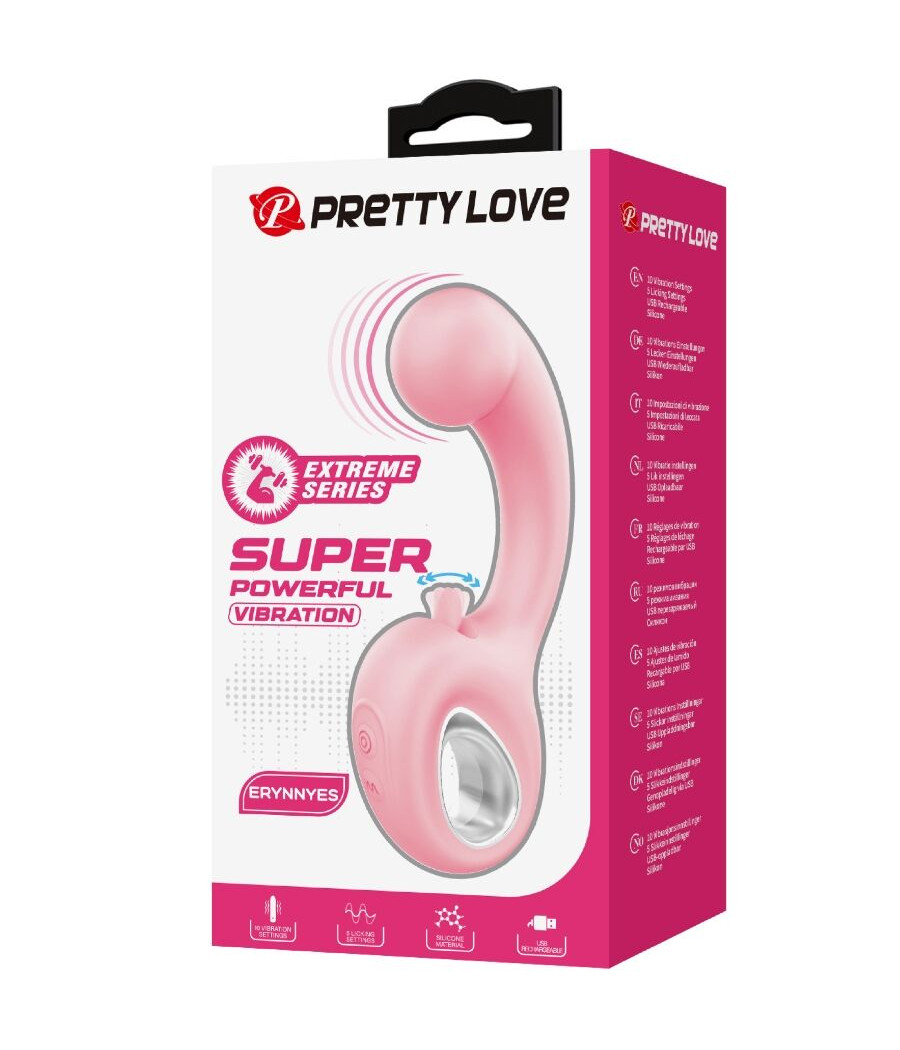 PRETTY LOVE - ERYNNYES VIBRADOR PUNTO G + ESTIMULADOR CLÍTORIS 10 VIBRACIONES ROSA