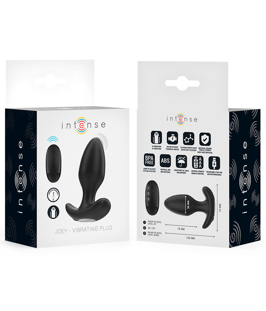 INTENSE - JOEY ANAL PLUG 10 VIBRAZIONI NERO TELECOMANDO