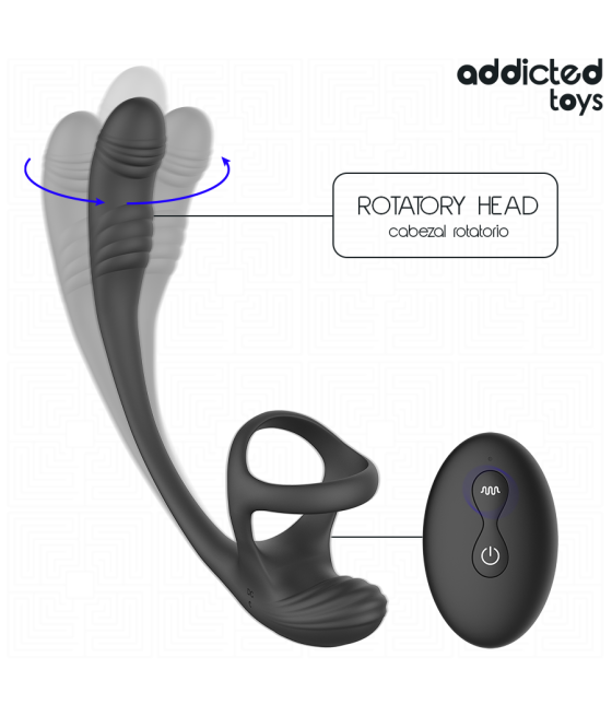 ADDICTED TOYS - PLUG ANAL AVEC VIBRATION, ONDULATION À 360° ET STIMULATEUR DE TESTICULES