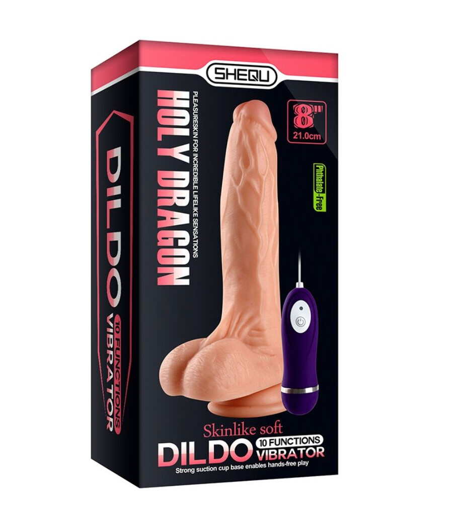 SHEQU - Gode vibrateur Holy Dragon avec télécommande 20,5 cm