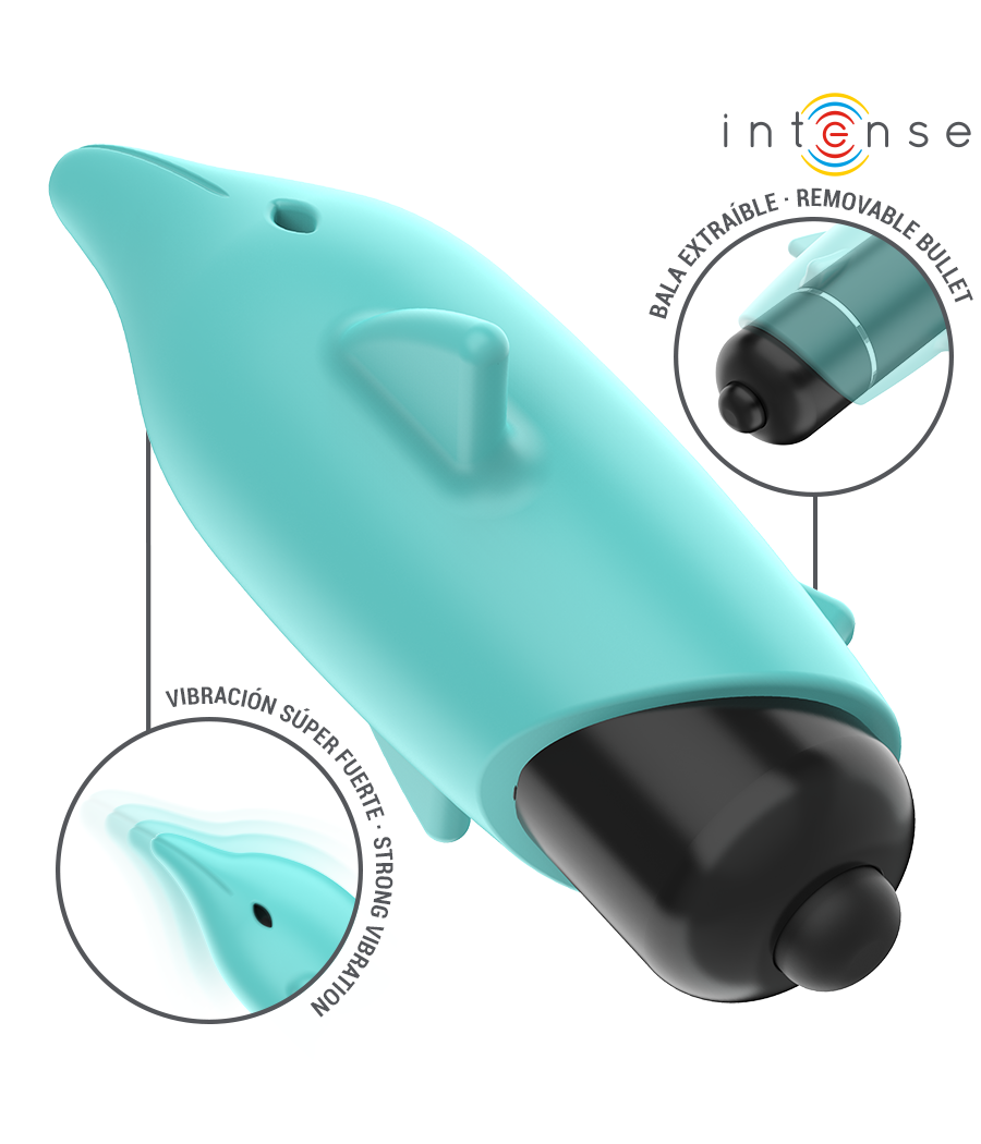INTENSE - ECHO VIBRATING BULLET DOLPHIN BLUE 8 X 4.7 CM