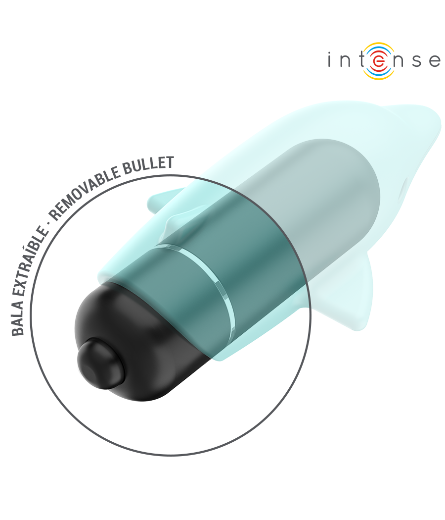 INTENSE - ECHO VIBRIERENDES BULLET DELPHIN BLAU 8 X 4,7 CM