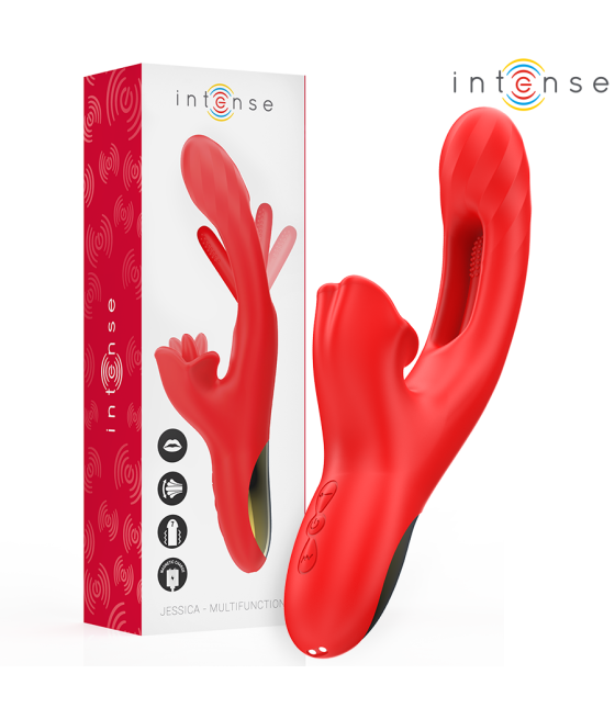 INTENSE - JESSICA VIBRATORE MULTIFUNZIONE STIMOLAZIONE CLITORIDE 24,8 CM ROSSO