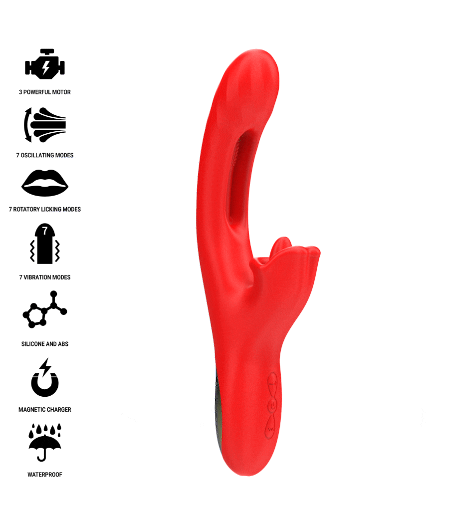 INTENSE - JESSICA VIBRATEUR MULTIFONCTION STIMULATION CLITORIS 24,8 CM ROUGE