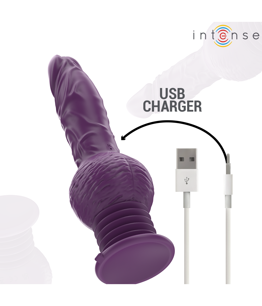 INTENSE - VIBRATORE MULTIFUNZIONE TATUM CON VIBRAZIONE SU E GIÙ 24 CM VIOLA
