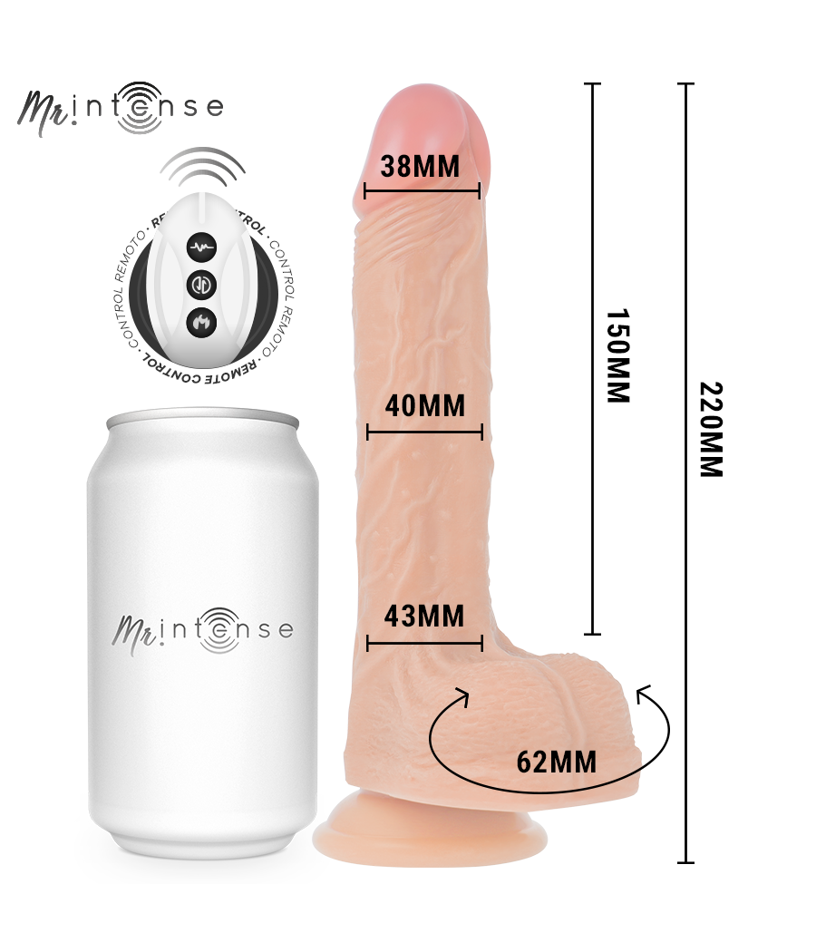 MR INTENSE - BROSNAN REALISTICO MULTIFUNZIONALE CON VIBRAZIONE, SU E GIÙ TELECOMANDO, 22 CM - OPPURE - 4 CM