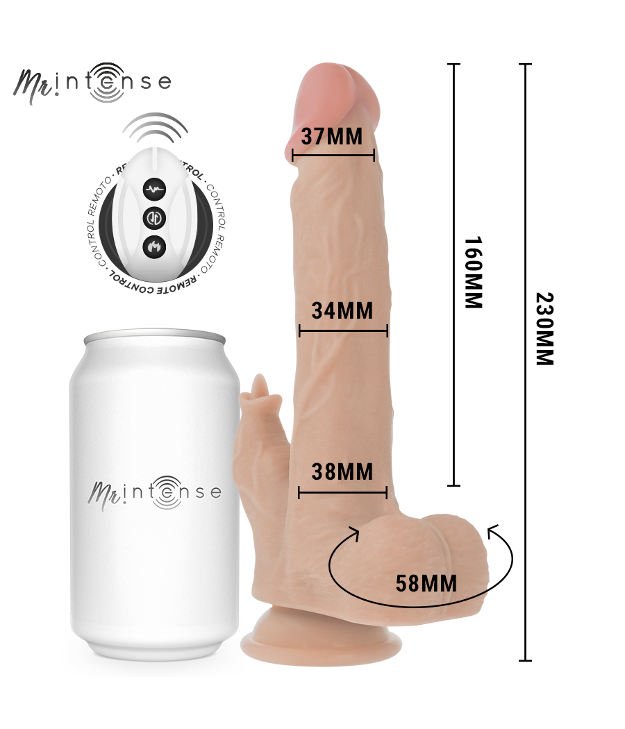 MR INTENSE - REDFORD MULTIFUNCIONAL REALISTA COM VIBRAÇÃO E CONTROLE REMOTO PARA CIMA E PARA BAIXO 23 CM -O- 3,5 CM