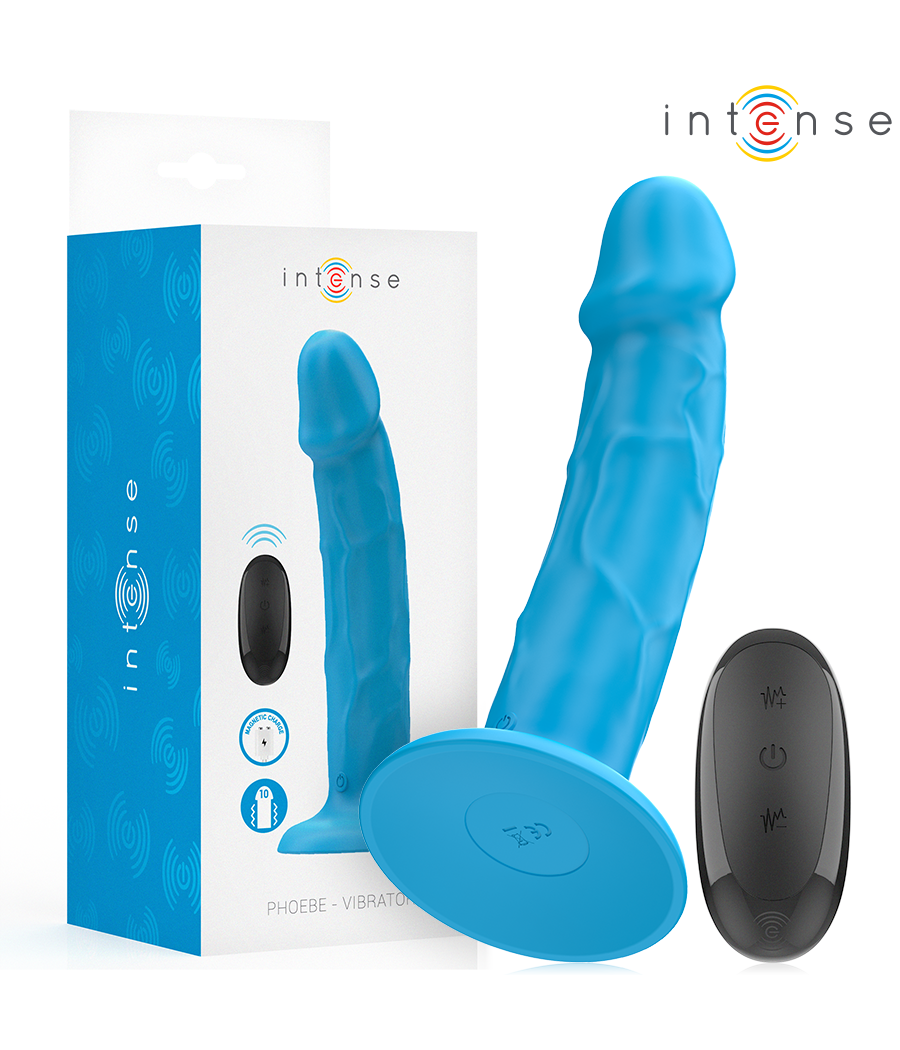 INTENSE - PHOEBE VIBRADOR REALÍSTICO 10 VIBRACIONES AZUL CONTROL REMOTO