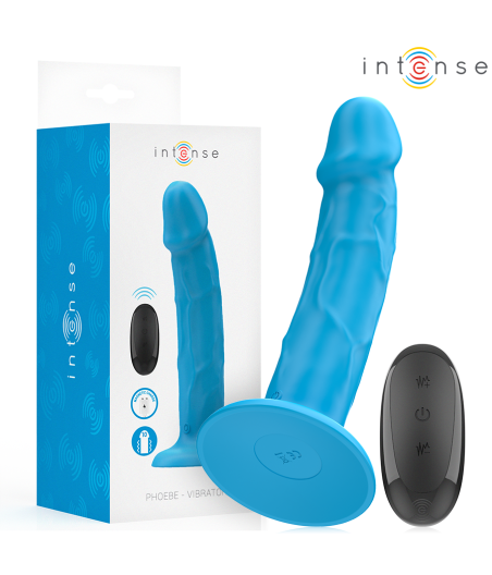 INTENSE - PHOEBE VIBRADOR REALÍSTICO 10 VIBRACIONES AZUL CONTROL REMOTO