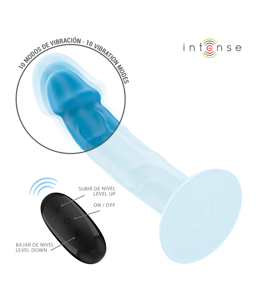 INTENSE - PHOEBE VIBRADOR REALÍSTICO 10 VIBRACIONES AZUL CONTROL REMOTO