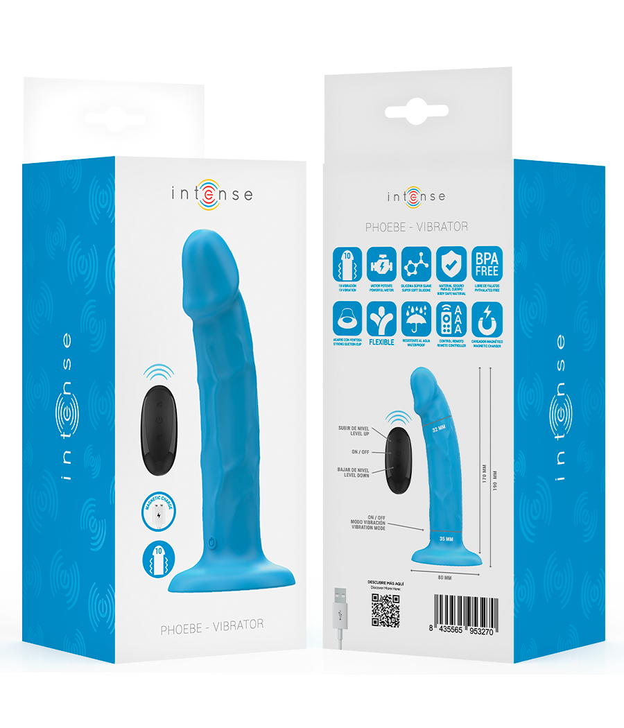 INTENSE - PHOEBE VIBRATORE REALISTICO 10 VIBRAZIONI TELECOMANDO BLU