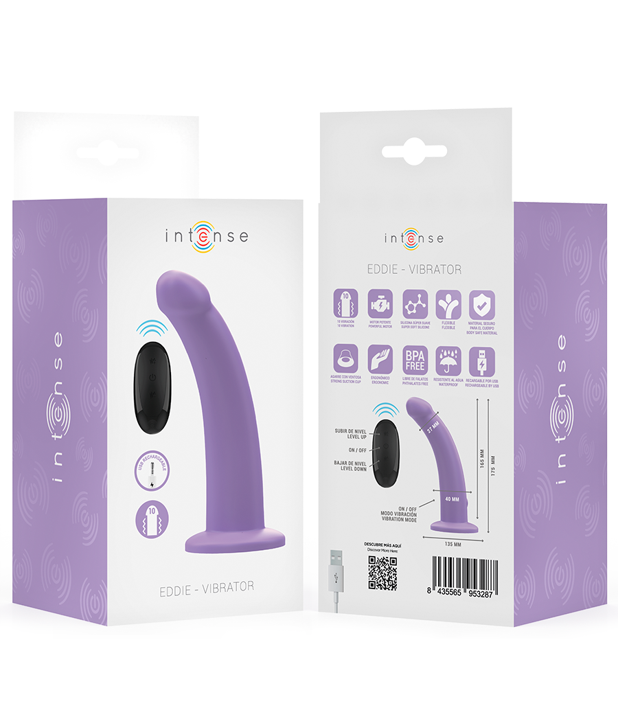 INTENSE - EDDIE VIBRATEUR 17,5 CM 10 VIBRATIONS VIOLET TÉLÉCOMMANDE