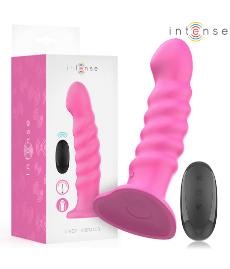 INTENSE - VIBRADOR CINDY TAMANHO L DESIGN ESPIRAL 10 VIBRAÇÕES ROSA CONTROLE REMOTO