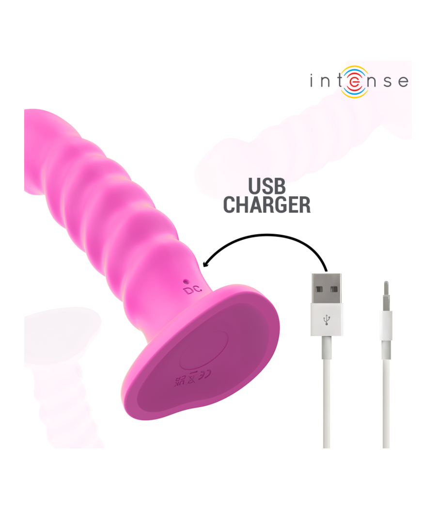 INTENSE - VIBRADOR CINDY TAMANHO L DESIGN ESPIRAL 10 VIBRAÇÕES ROSA CONTROLE REMOTO