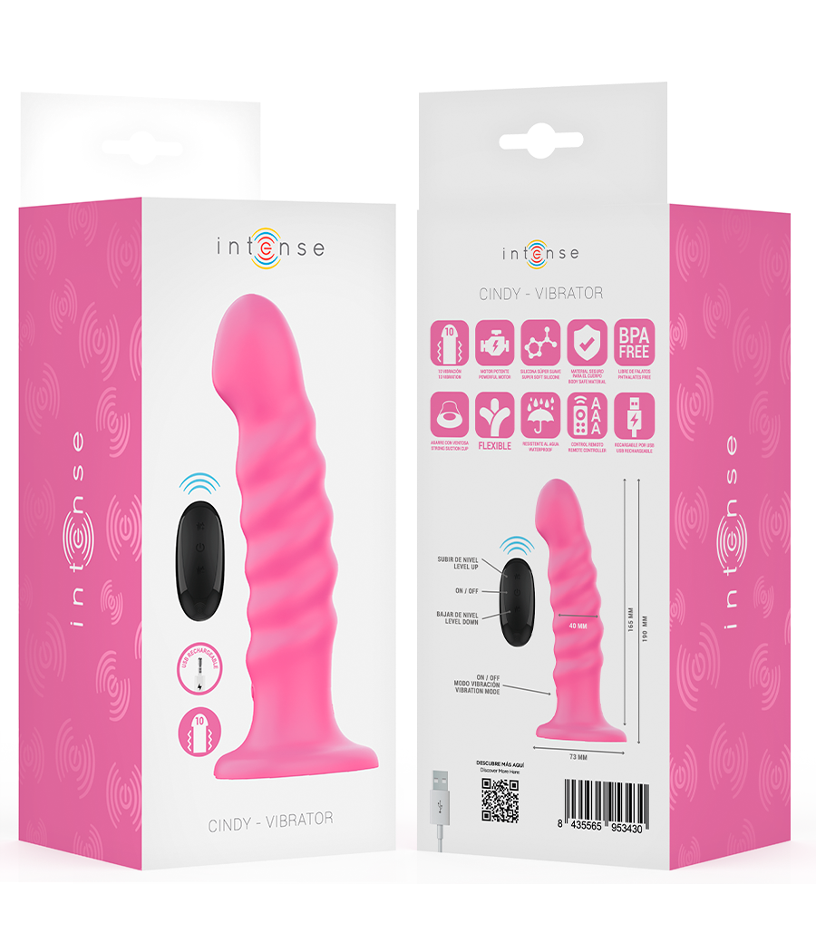 INTENSE - CINDY VIBRATOR GRÖSSE L SPIRALENDESIGN 10 VIBRATIONEN ROSA FERNBEDIENUNG