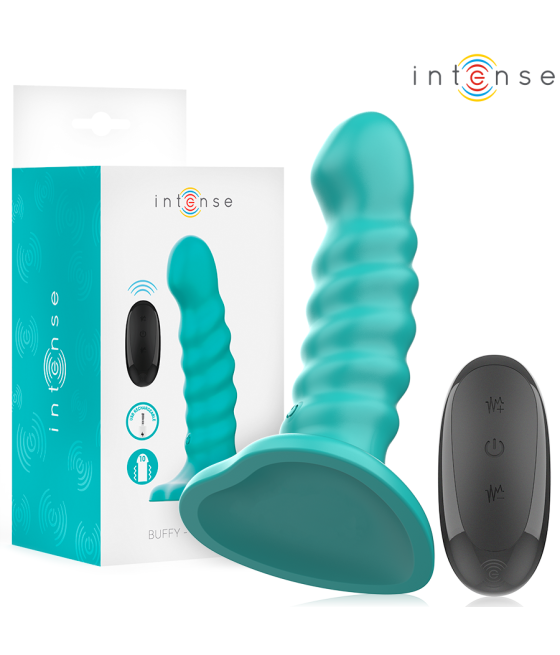INTENSE - BUFFY VIBRATOR SIZE S SPIRAL DESIGN 10 VIBRATIONS BLUE REMOTE CONTROL