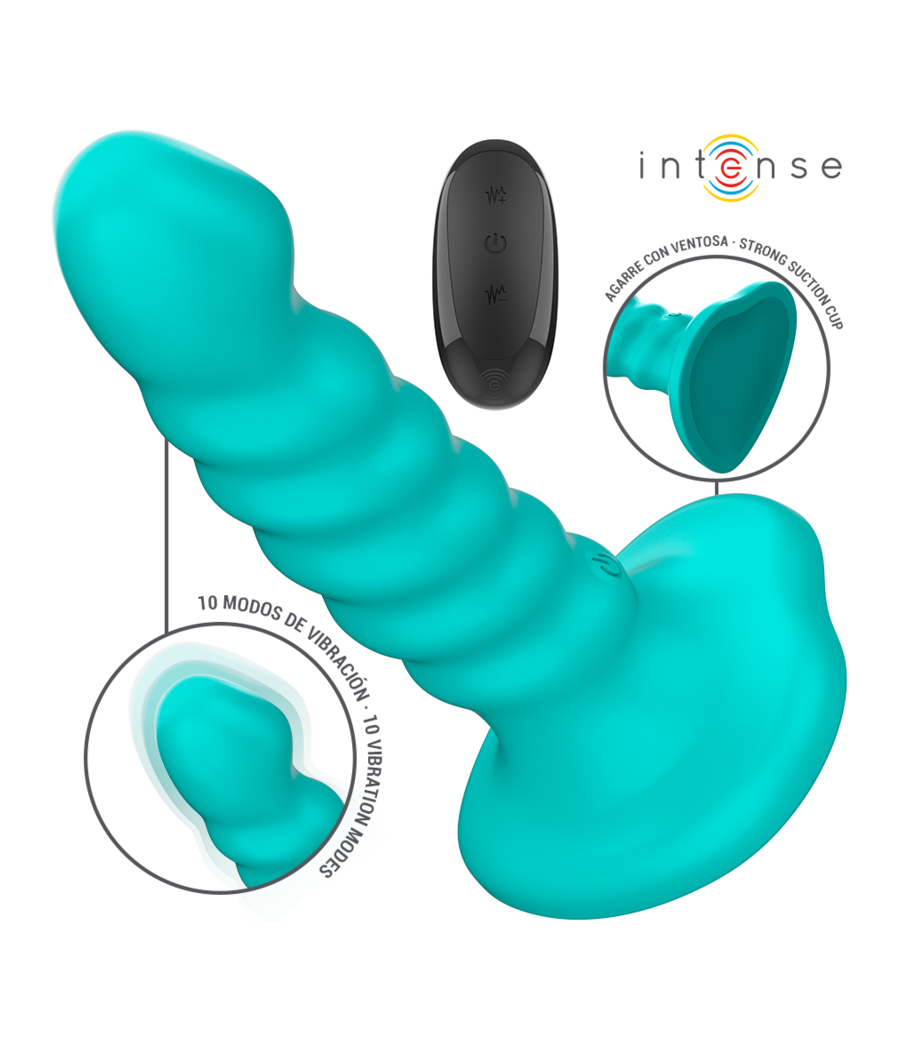 INTENSE - BUFFY VIBRATOR SIZE S SPIRAL DESIGN 10 VIBRATIONS BLUE REMOTE CONTROL