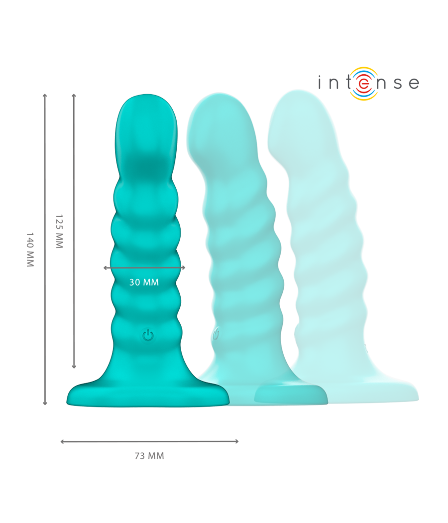 INTENSE - VIBRADOR BUFFY TAMANHO P DESIGN ESPIRAL 10 VIBRAÇÕES CONTROLE REMOTO AZUL