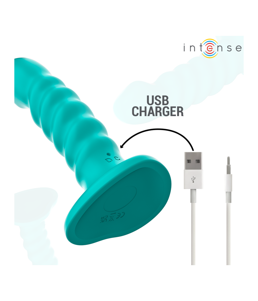 INTENSE - BUFFY VIBRATOR GRÖSSE S SPIRALE DESIGN 10 VIBRATIONEN BLAU FERNBEDIENUNG