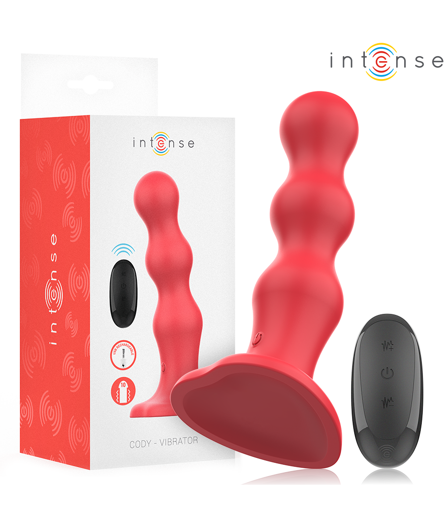 INTENSE - CODY VIBRATOR WITH SUCTION CUP RED REMOTE CONTROL