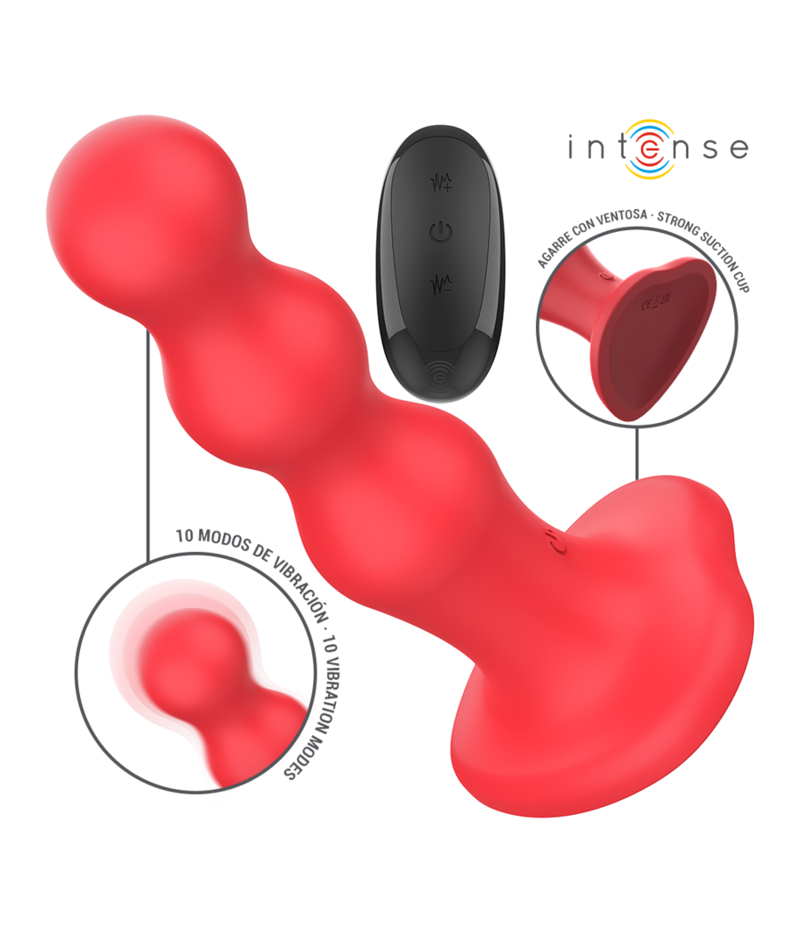 INTENSE - CODY VIBRATOR WITH SUCTION CUP RED REMOTE CONTROL